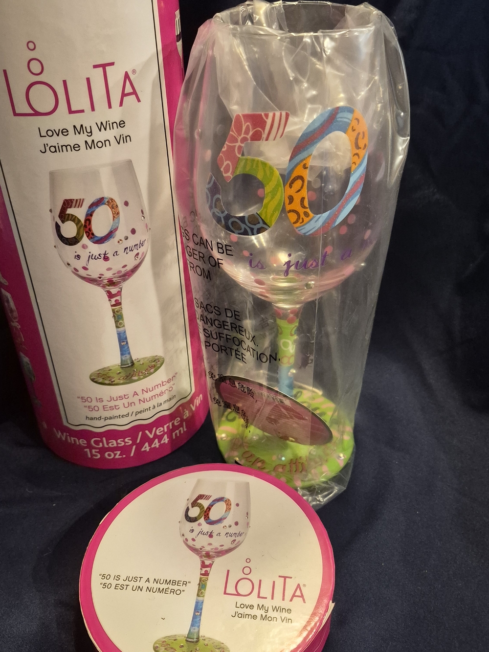 Lolita Celebration Wine Glass in Pink, Green, Blue, Yellow